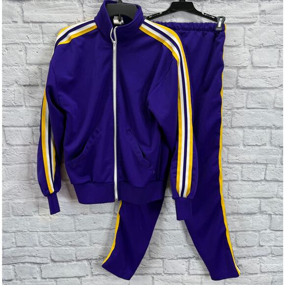 Vintage Varsity Spirit Cheer Warm Up Track Suit Size S Purple Yellow Costume - Picture 1 of 10